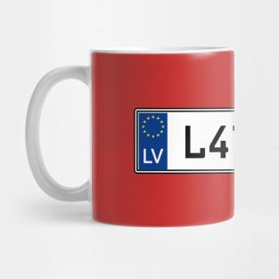 Latvia car license plate Mug